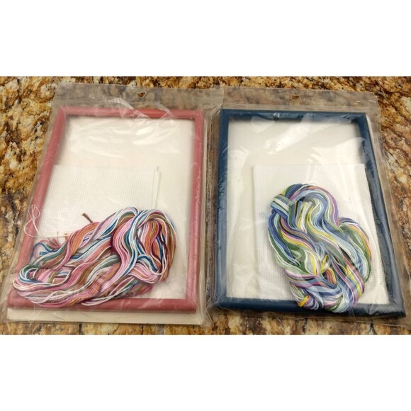 2 Golden Bee Counted Cross Stitch Kits w/Frame CLOVER BEDTIME & PERIWINKLE BUNNY - Picture 3 of 14